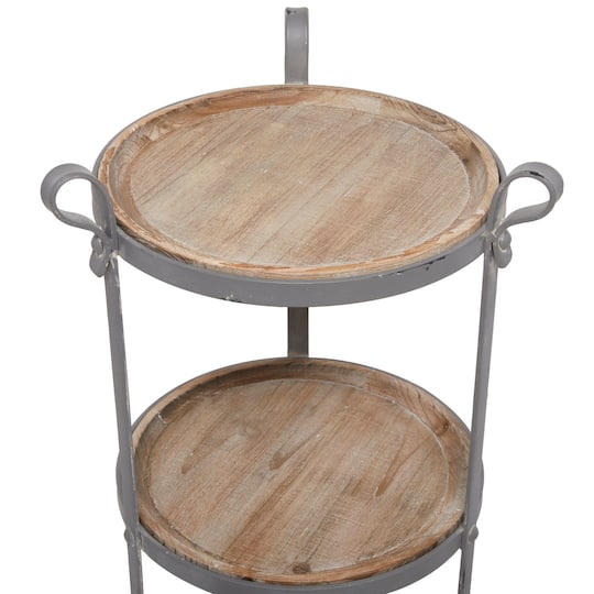 28" Gray Iron Industrial Accent Table